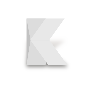 Letra K en vector, con los planos de plegado y sus valores tonales