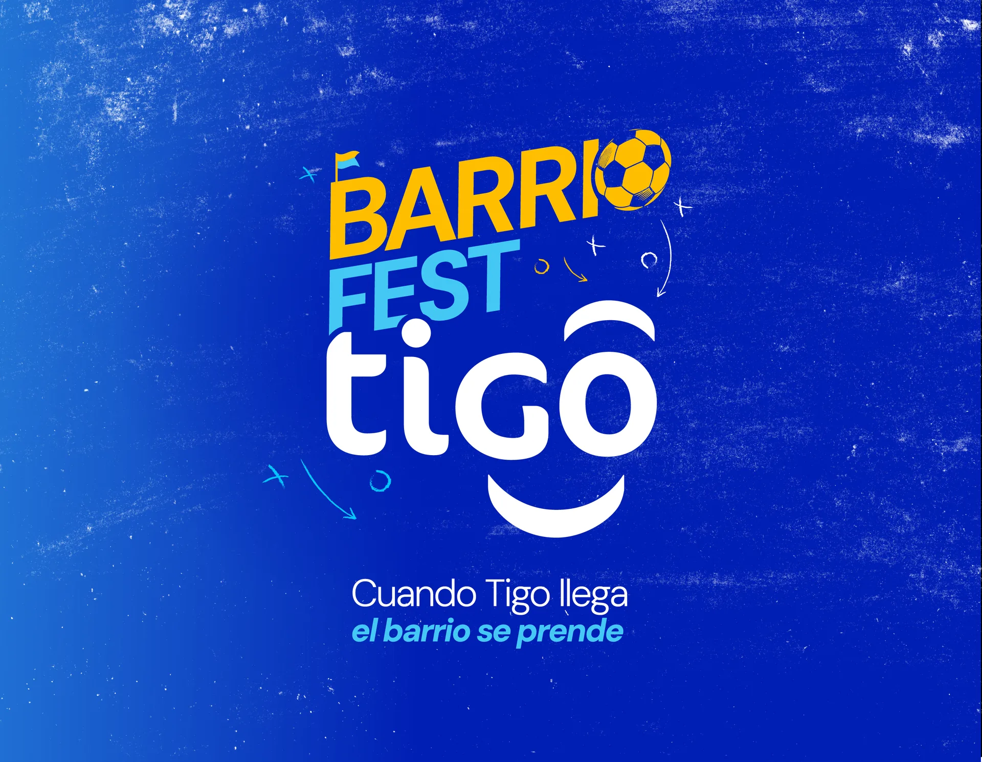 Logo-evento Barrio Fest Tigo con el lema «Cuando Tigo llega, el barrio se prende»