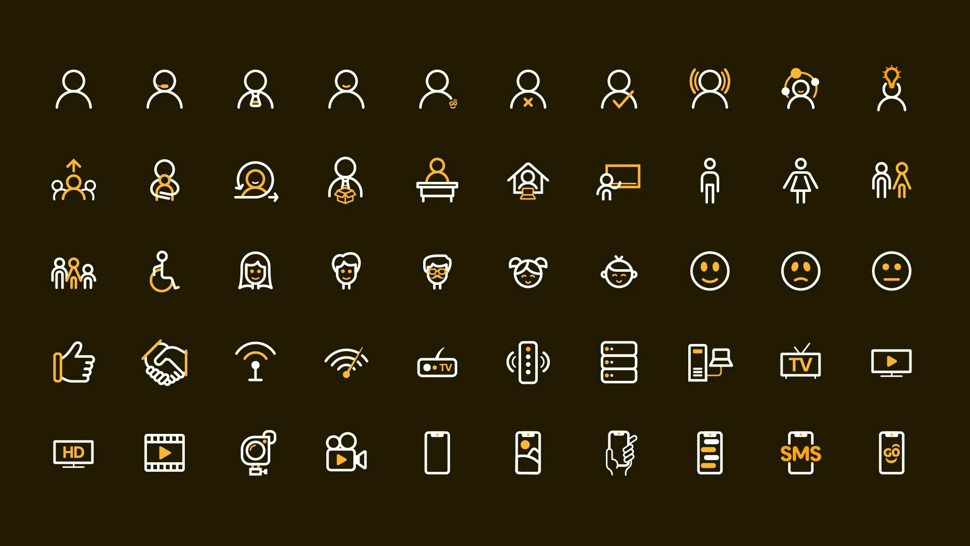 Retícula 1 de iconos del sistema de iconografía para Tigo