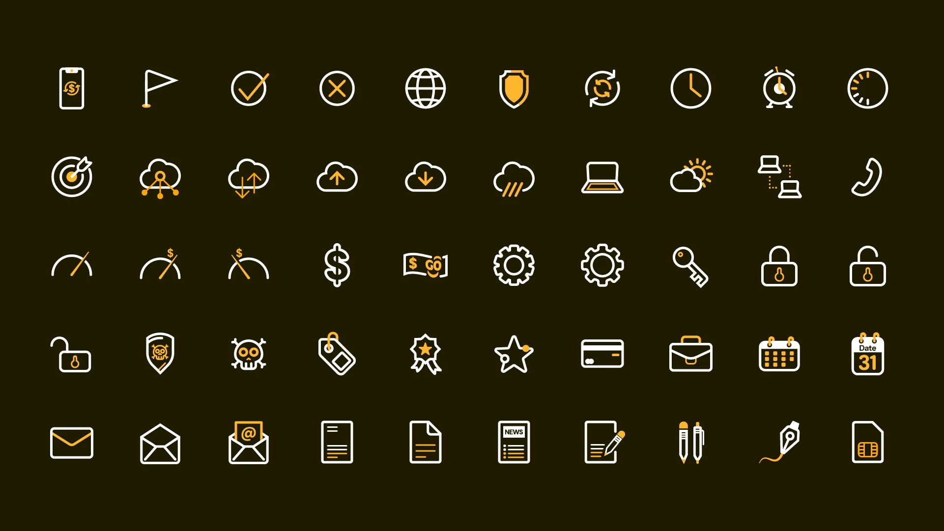 Retícula 2 de iconos del sistema de iconografía para Tigo