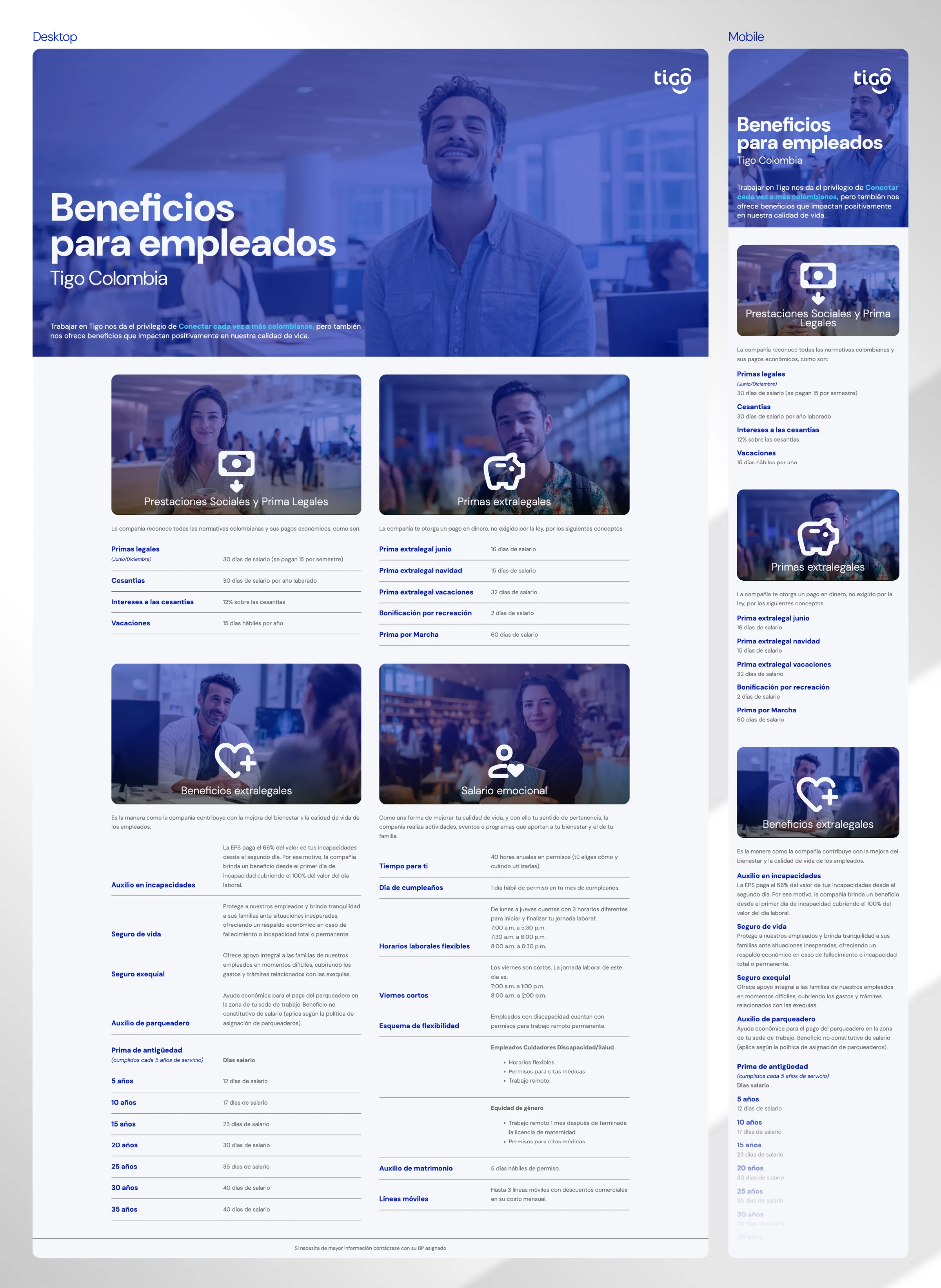 Landing de beneficios completa en escritorio y móvil