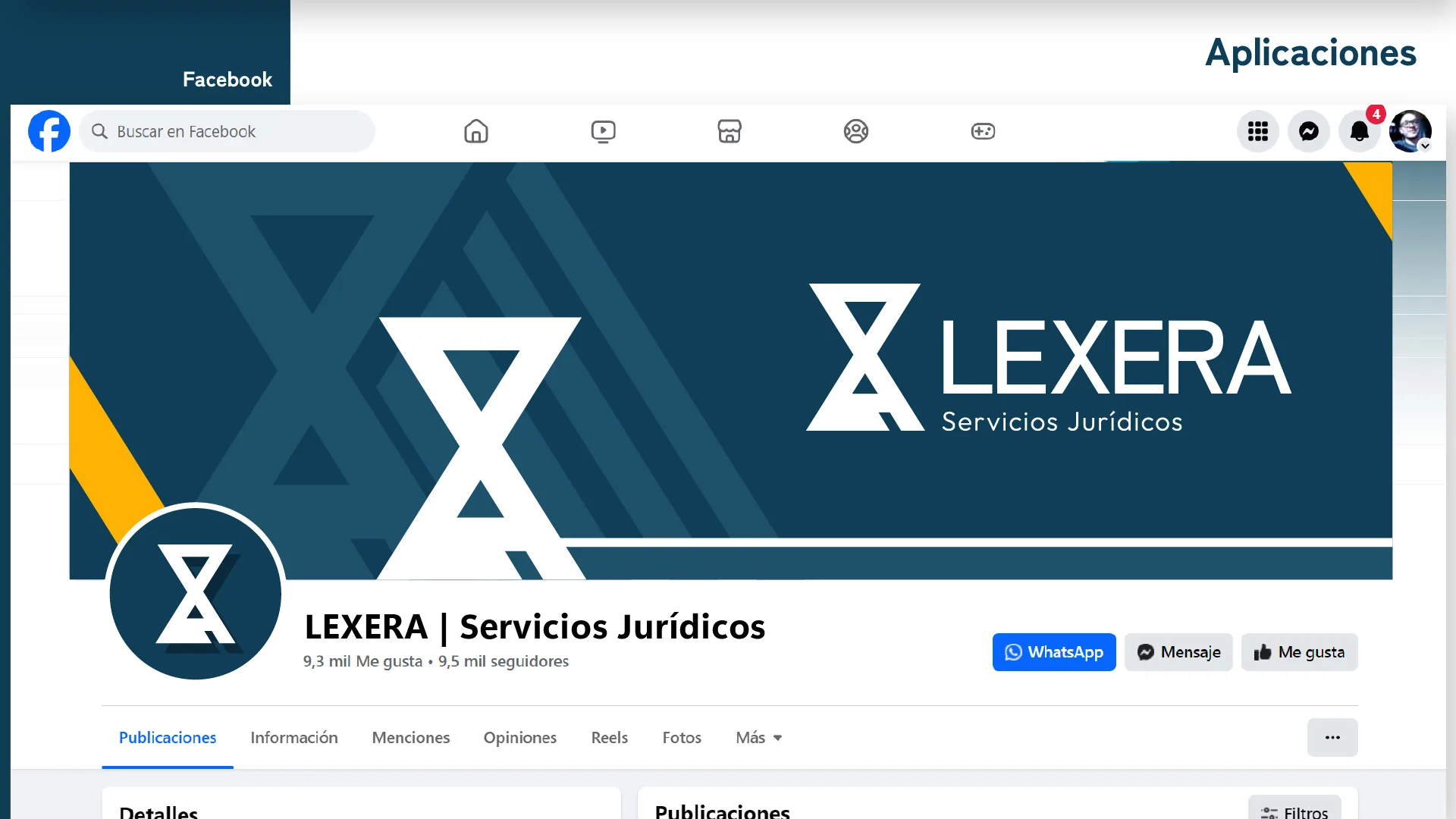 Página de Lexera en Facebook