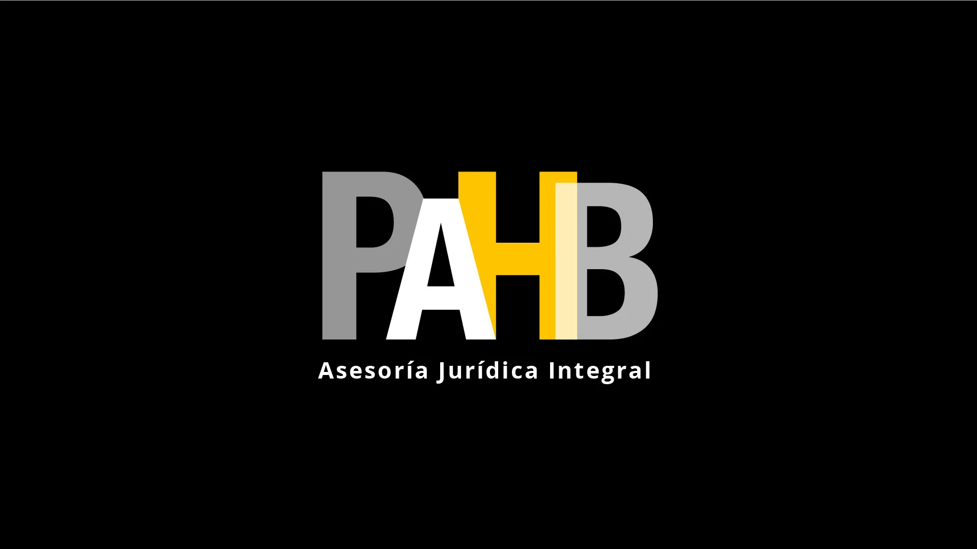 Logotipo de PAHB, Asesoría Jurídica Integral, sobre fondo negro