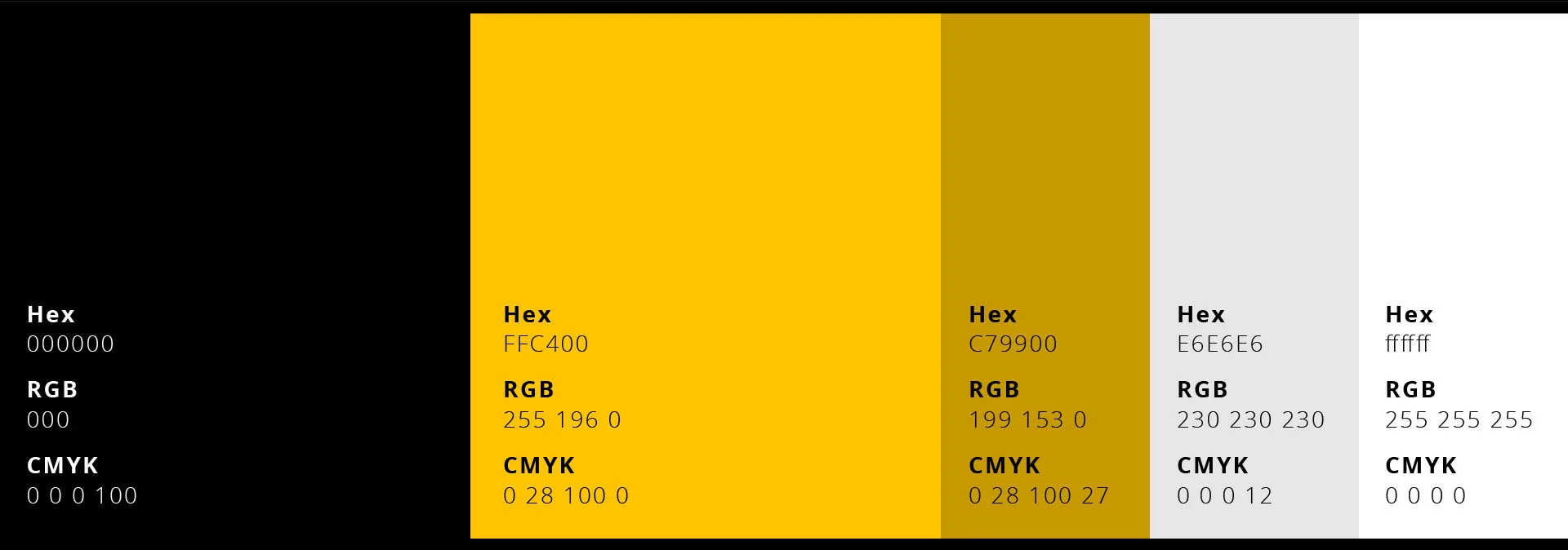 Paleta de color de PAHB: negro, amarillo, ocre, gris y blanco
