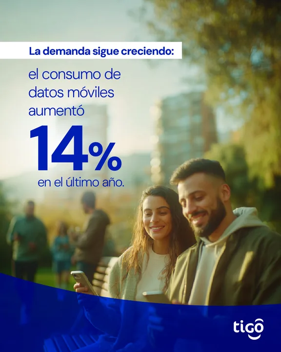 Consumo de datos móviles 2025 · pieza 02 de Social Media 2026 para Tigo