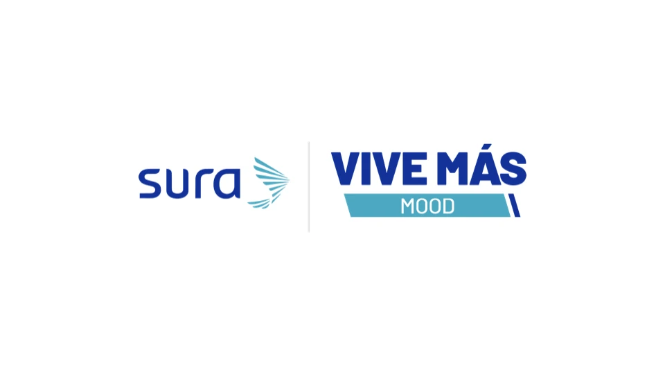 Diapositiva con los logos de SURA y Vive Más Mood sobre fondo blanco